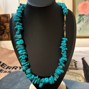 Chunky Turquoise Nugget Native American Necklace 130+ grams!